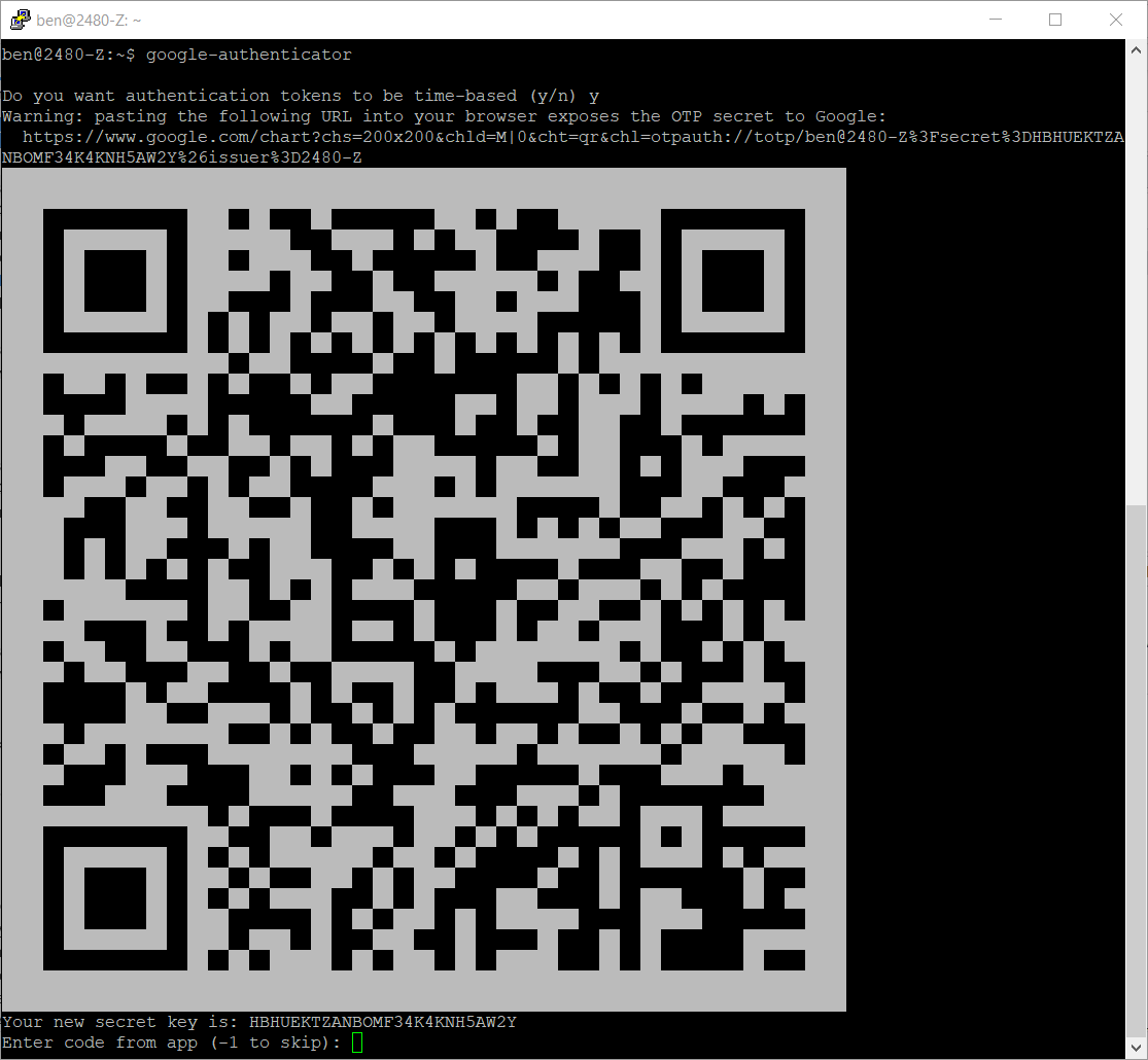 Creating a TOTP key with libpam-google-authenticator