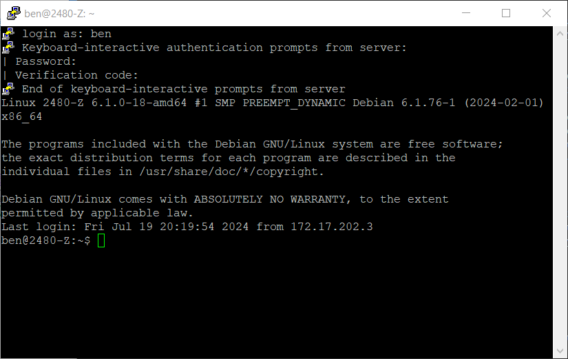 Logging in via SSH with a TOTP verification code